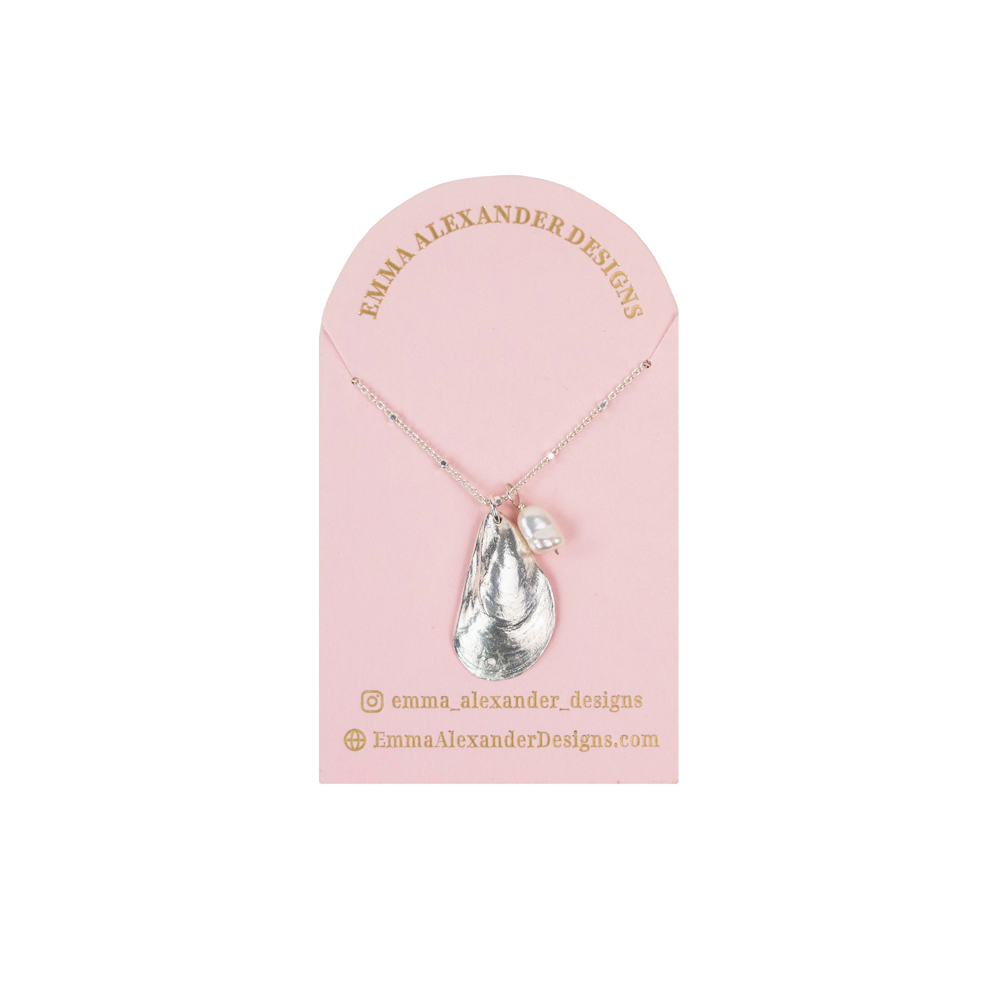 Emma Alexander Mussel Shell and Pearl Necklace - Satellite Chain - Sterling