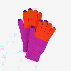 VERLOOP Knits VERLOOP Knits Colorblock Knit Touchscreen Gloves - Poppy/Magenta