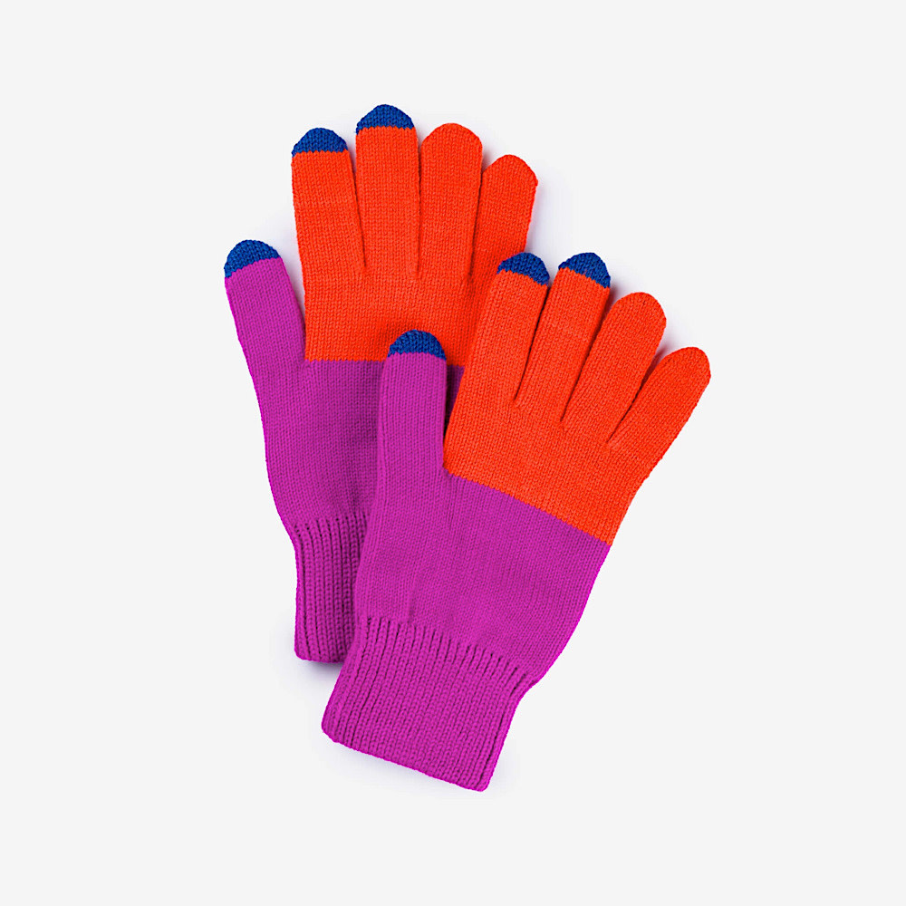 VERLOOP Knits VERLOOP Knits Colorblock Knit Touchscreen Gloves - Poppy/Magenta