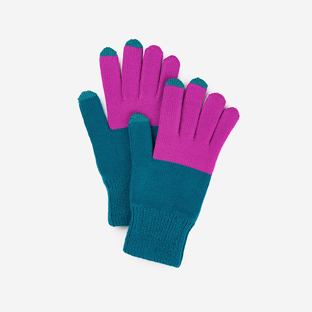 VERLOOP Knits Colorblock Knit Touchscreen Gloves - Teal/Magenta