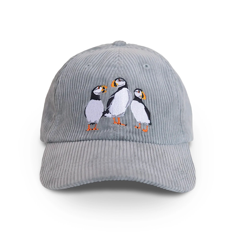 Bird Collective Corduroy Hat - Atlantic Puffins Sky