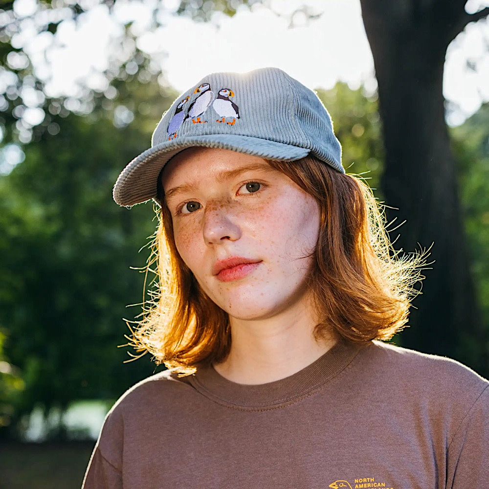 Bird Collective Corduroy Hat - Atlantic Puffins Sky
