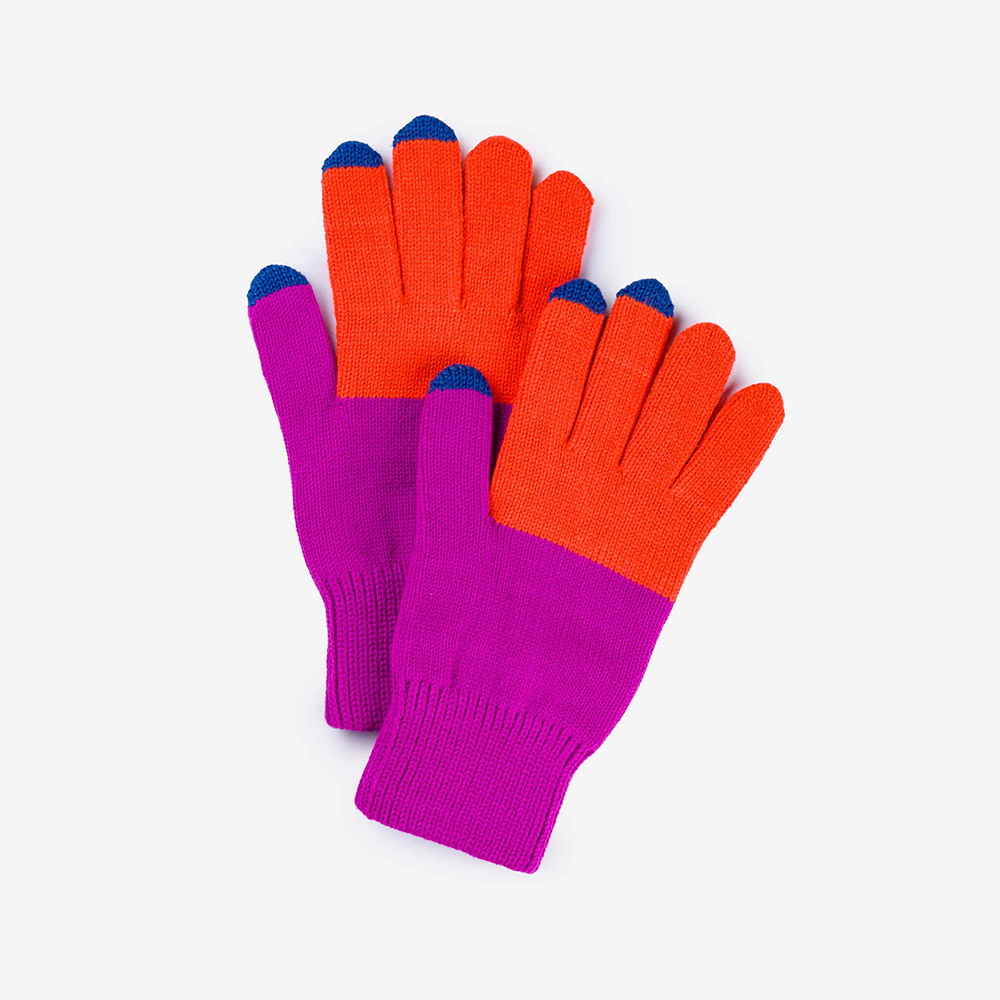 VERLOOP VERLOOP Colorblock Knit Touchscreen Gloves - Poppy/Magenta