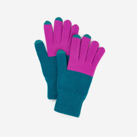 VERLOOP VERLOOP Colorblock Knit Touchscreen Gloves - Teal/Magenta