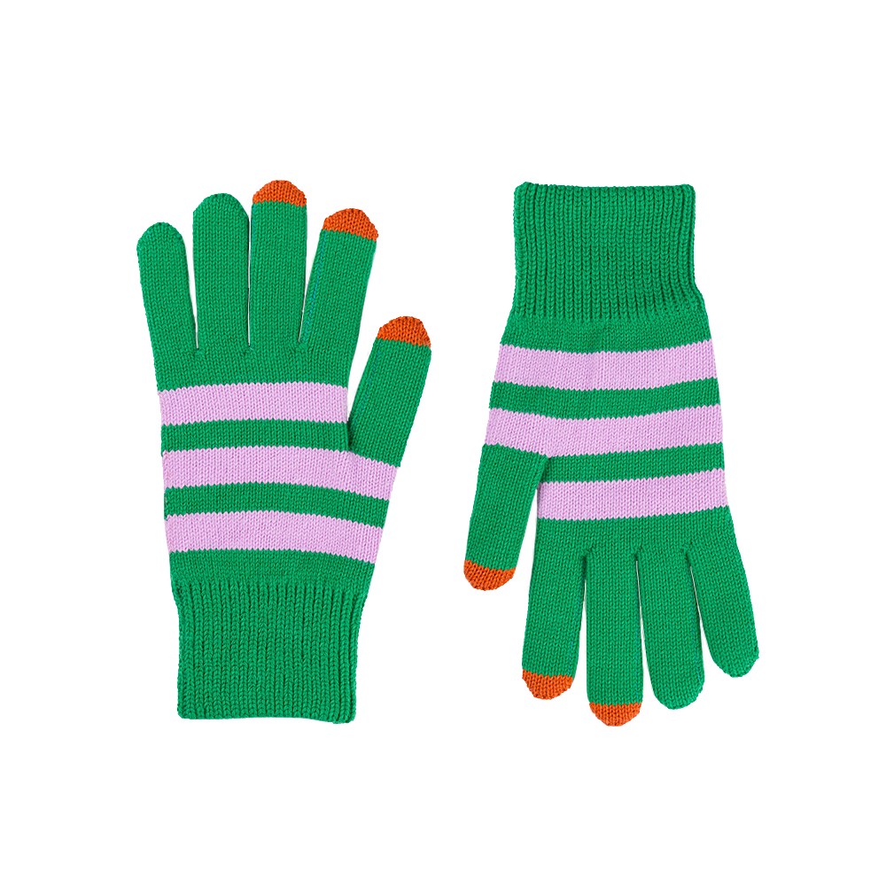 VERLOOP Colorblock Knit Touchscreen Gloves - Kelly Lilac Stripe