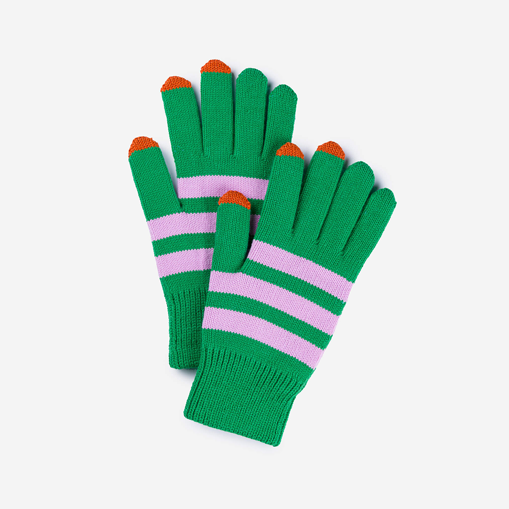 VERLOOP Colorblock Knit Touchscreen Gloves - Kelly Lilac Stripe