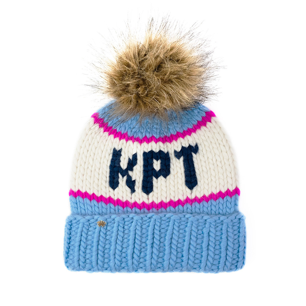 Lele Sadoughi Lele Sadoughi Knit KPT Beanie - Sky Blue, Pink & Navy