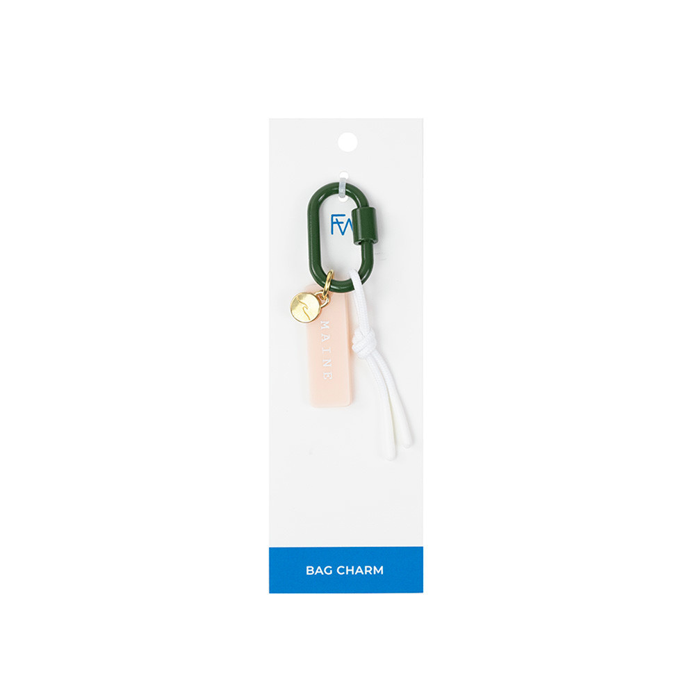 Freshwater Custom Carabiner Bag Charm - Maine - Green, Peach & White
