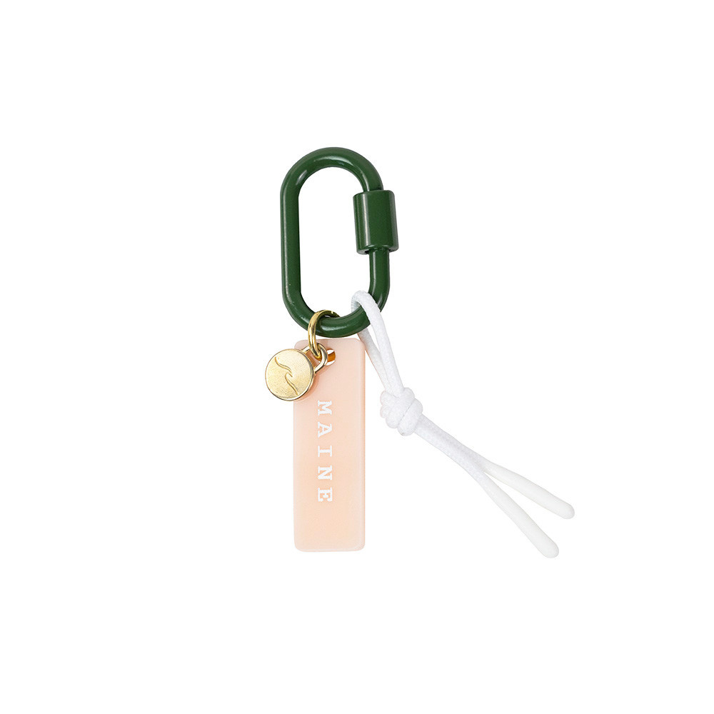 Freshwater Curated Goods Freshwater Custom Carabiner Bag Charm - Maine - Green, Peach & White