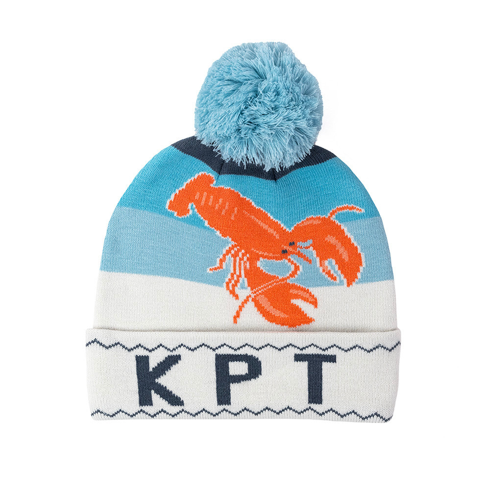 Winter Knit Beanie with Pom Pom - Maine Lobster KPT - Blue