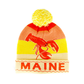 Northern Icons Creations INC Winter Knit Beanie with Pom Pom - Maine Lobster - Yellow