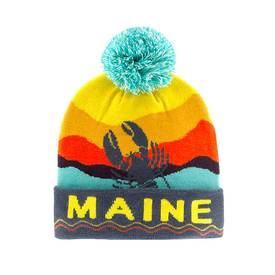 Northern Icons Creations INC Winter Knit Beanie with Pom Pom - Maine Lobster- Coastal