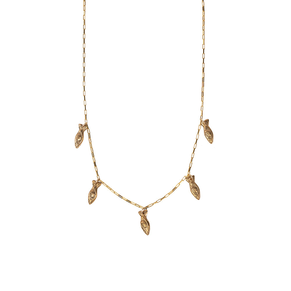 Emma Alexander School of Fish Necklace - Box Chain - Bronze