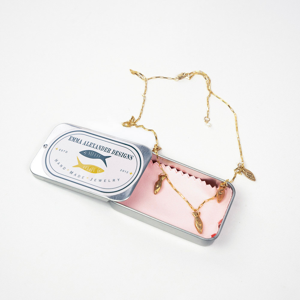 Emma Alexander School of Fish Necklace - Box Chain - Bronze