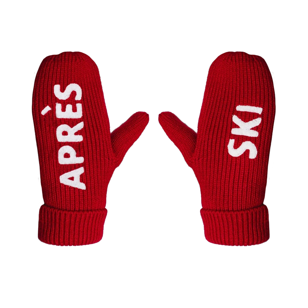 Panache Apres Ski Mittens -  Red & White