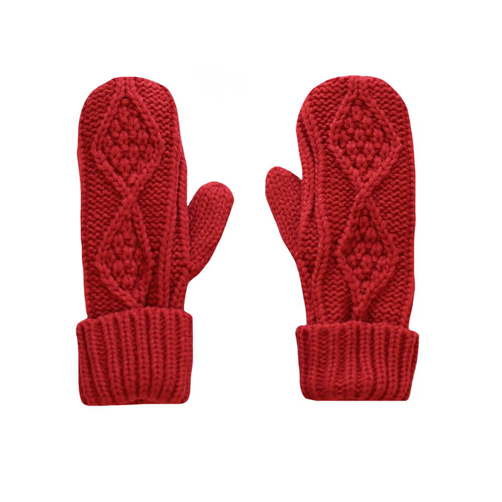 Panache Cable Knit Mittens - Red