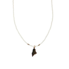 Sarah Crawford Handcrafted Sarah Crawford Beaded Necklace - 16.5" White/Gold State of Maine/Gold Glass