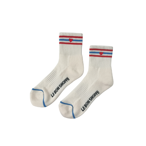 Le Bon Shoppe Le Bon Shoppe Embroidered Girlfriend Socks - Leche Heart