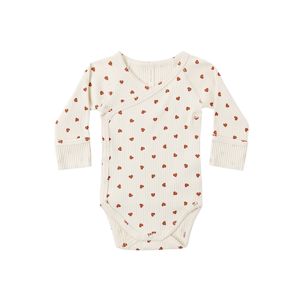 Quincy Mae Quincy Mae Side Snap Bodysuit - Red Hearts