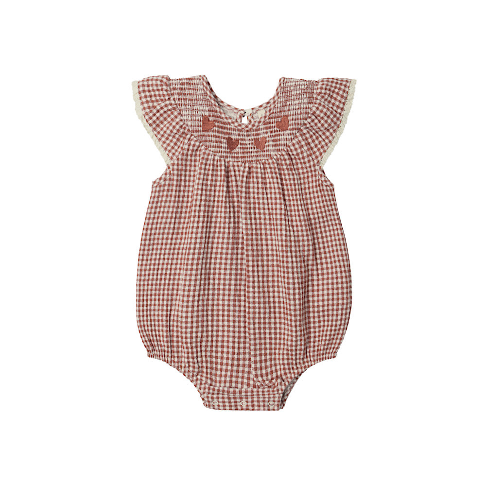 Quincy Mae Lenore Romper - Red Gingham