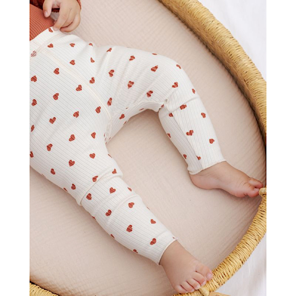 Quincy Mae Ribbed Leggings - Red Hearts