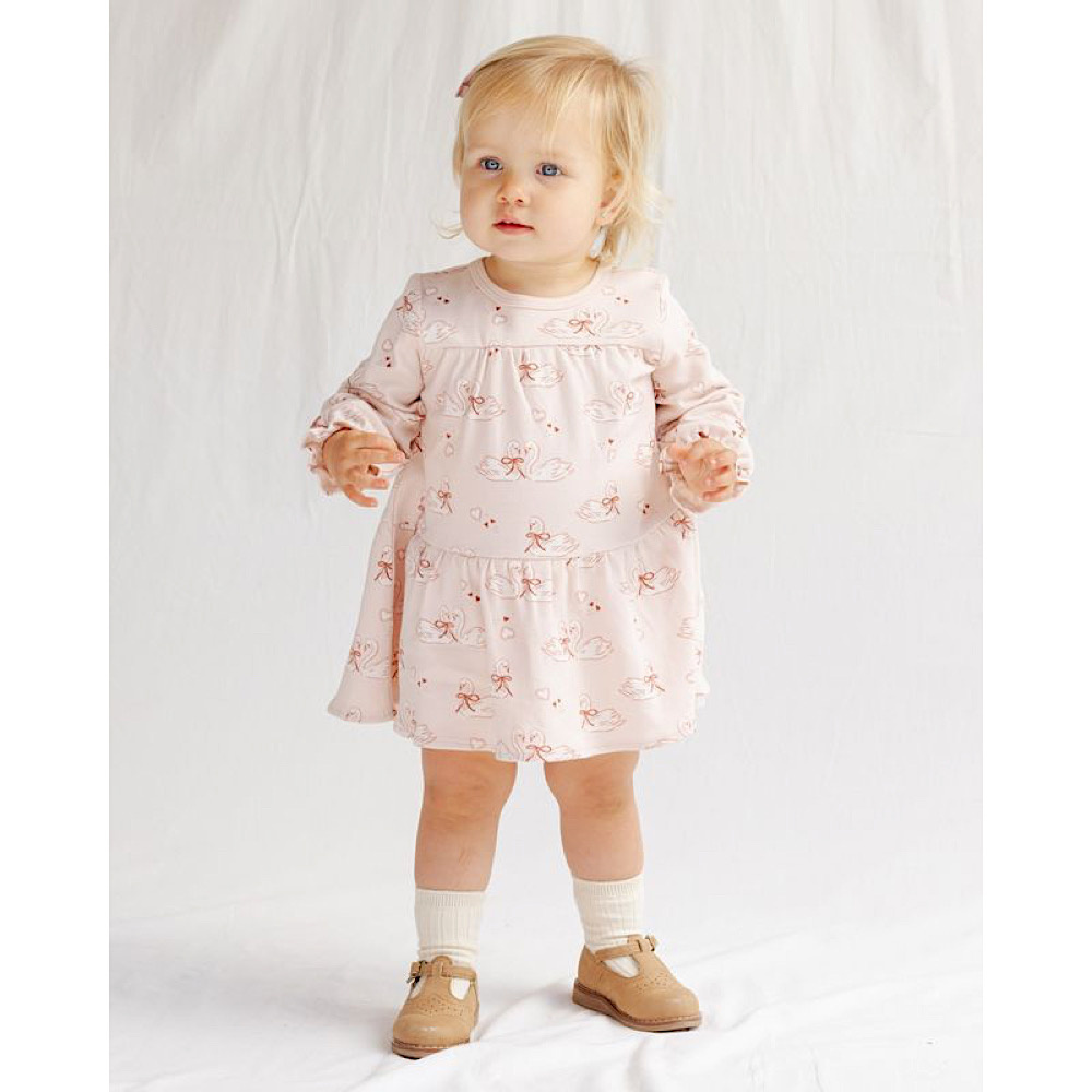 Quincy Mae Tiered Jersey Dress - Swans