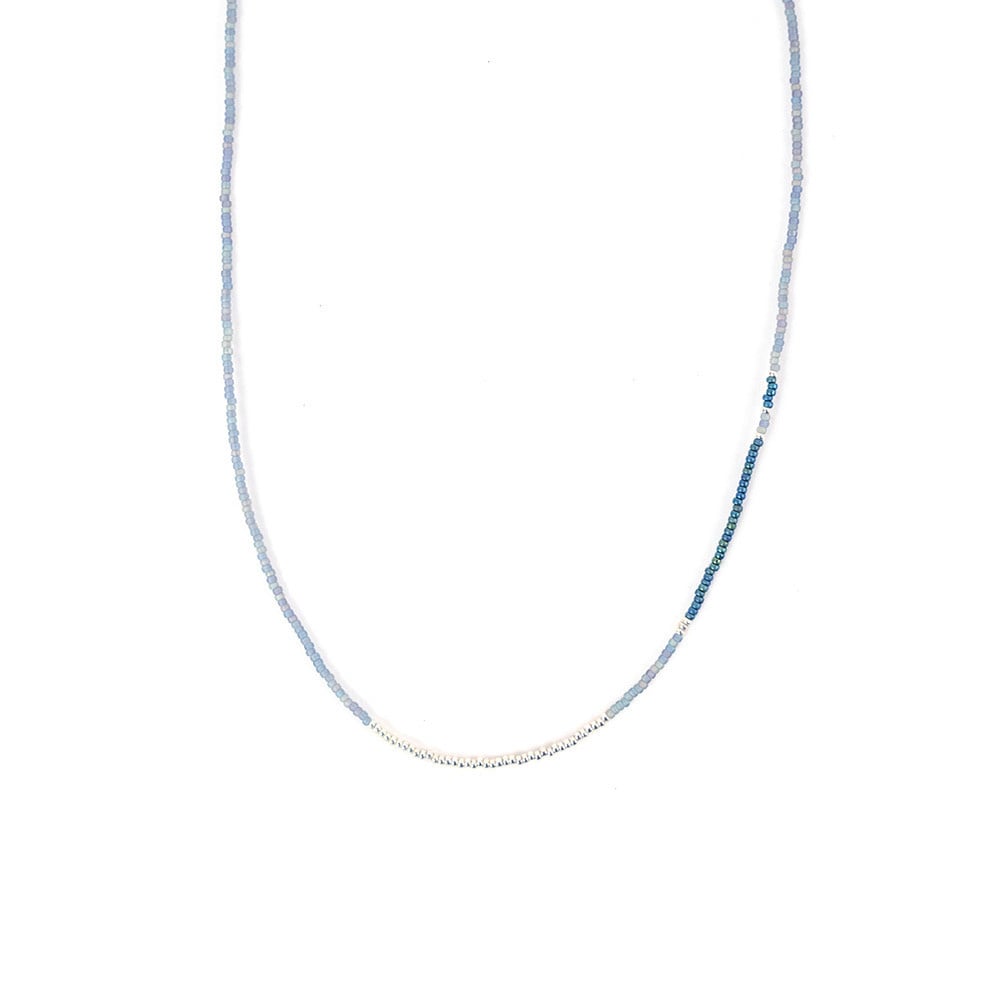 Sarah Crawford Handcrafted Sarah Crawford Beaded Necklace - 15" Octopus Dark Harbor & Silver Glass