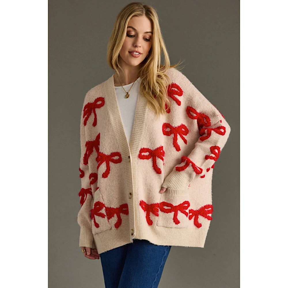 Panache Apparel Co. Panache Knit Bow Cardigan