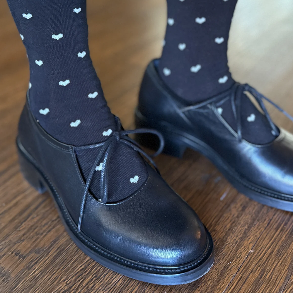 Le Bon Shoppe Sneaker Socks - Black Cream Hearts