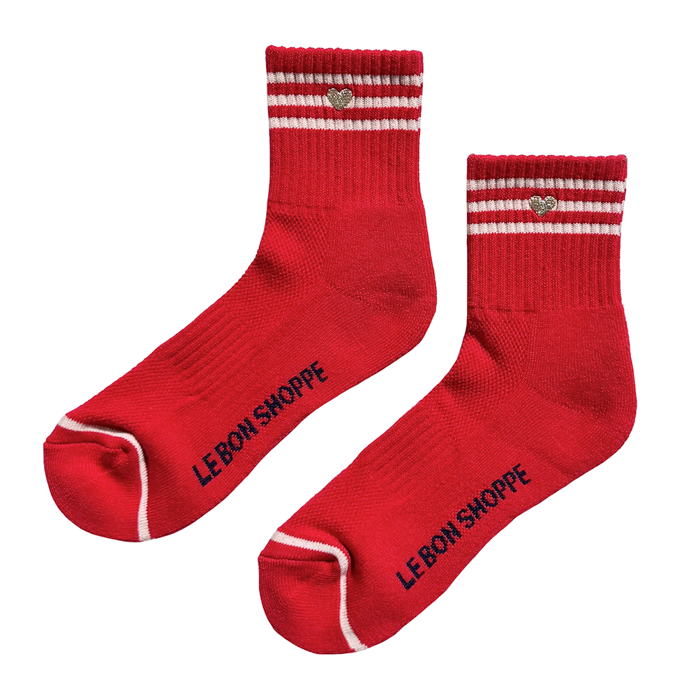 Le Bon Shoppe Le Bon Shoppe Embroidered Girlfriend Socks - Scarlet Heart
