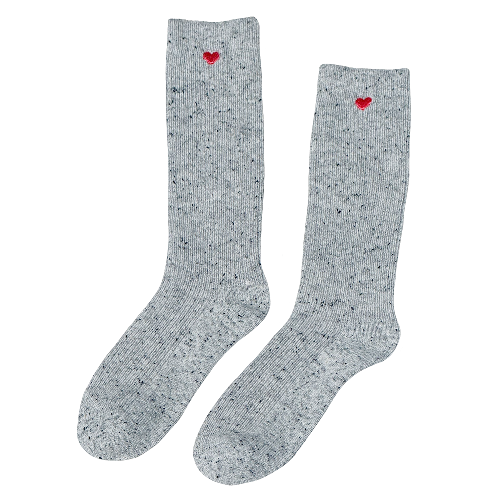 Le Bon Shoppe Embroidered Snow Socks - Cookies & Cream Red Heart