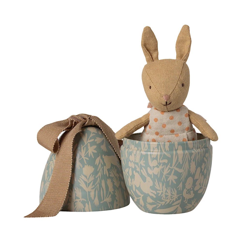 Maileg Maileg Easter Egg with Micro Rabbit - Dusty Blue