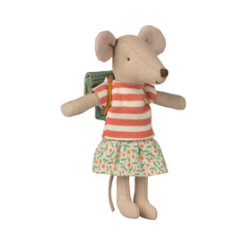 Maileg Maileg Big Sister Mouse - Tricycle - Green Bag Coral Stripe Shirt