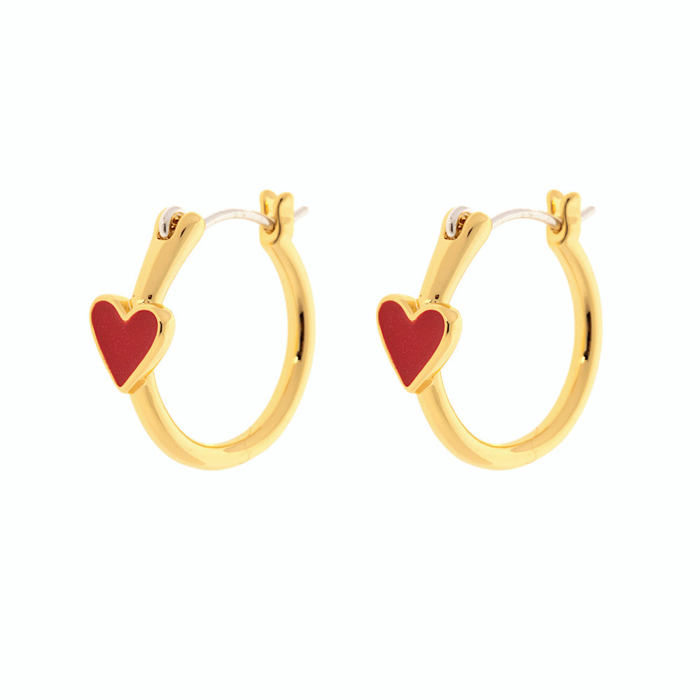 Pura Vida Hoop Earrings - Petite Heart - Gold