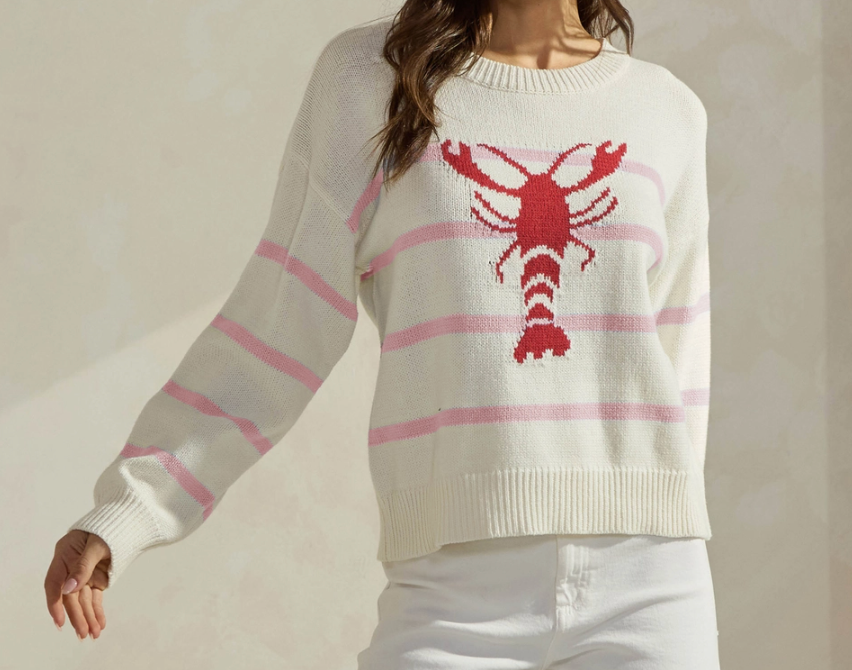 Able Striped Lobster Sweater - Ivory/Pink