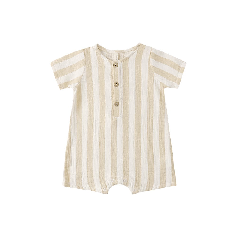 Quincy Mae Quincy Mae Short Sleeve Woven Romper - Summer Stripe
