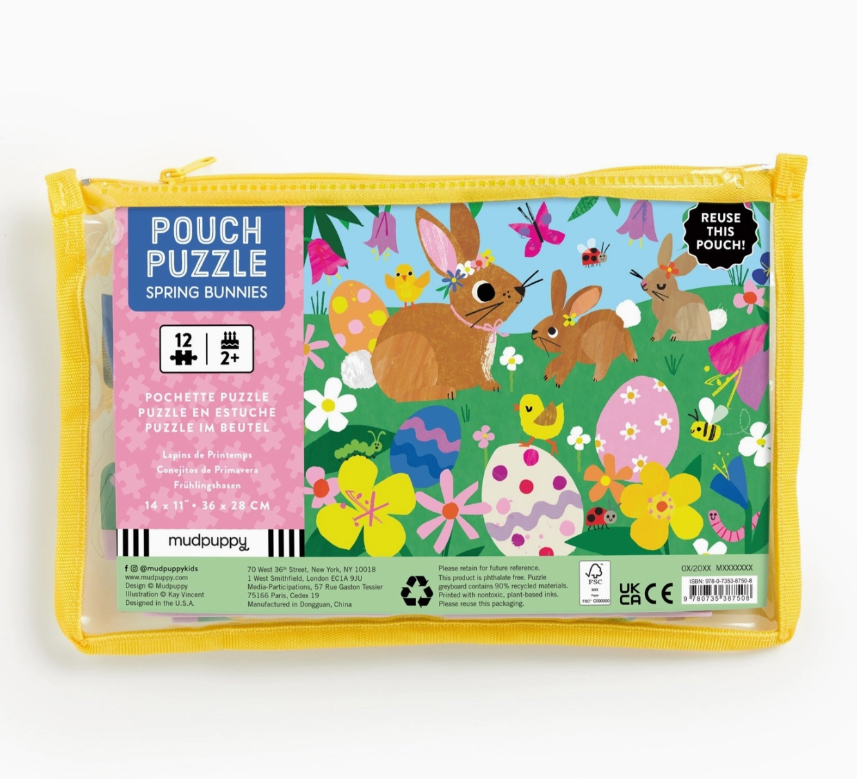 12 Piece Pouch Puzzle - Spring Bunnies