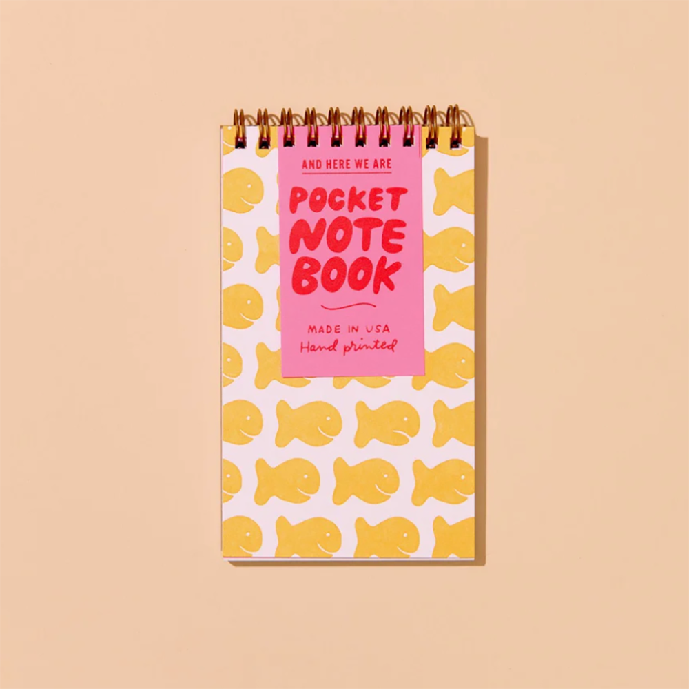And Here We Are Spiral Pocket Notebook - Goldfish Cracker
