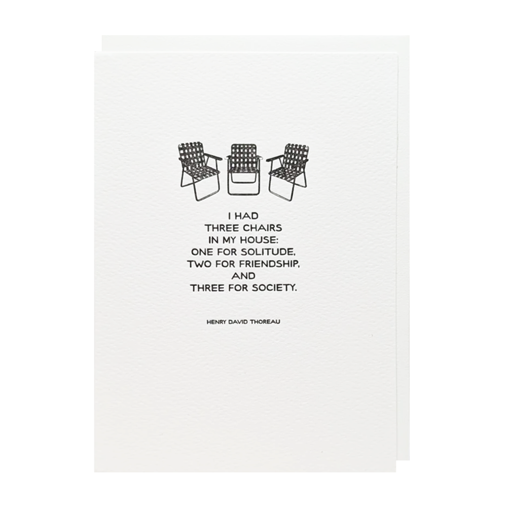 Big Wheel Press Card - Three Chairs Thoreau Quote