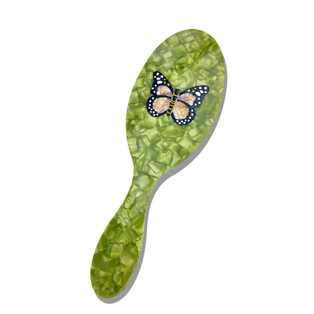 Solar Eclipse Solar Eclipse Amazing Hair Day Brush - Pink Monarch Butterfly- Green