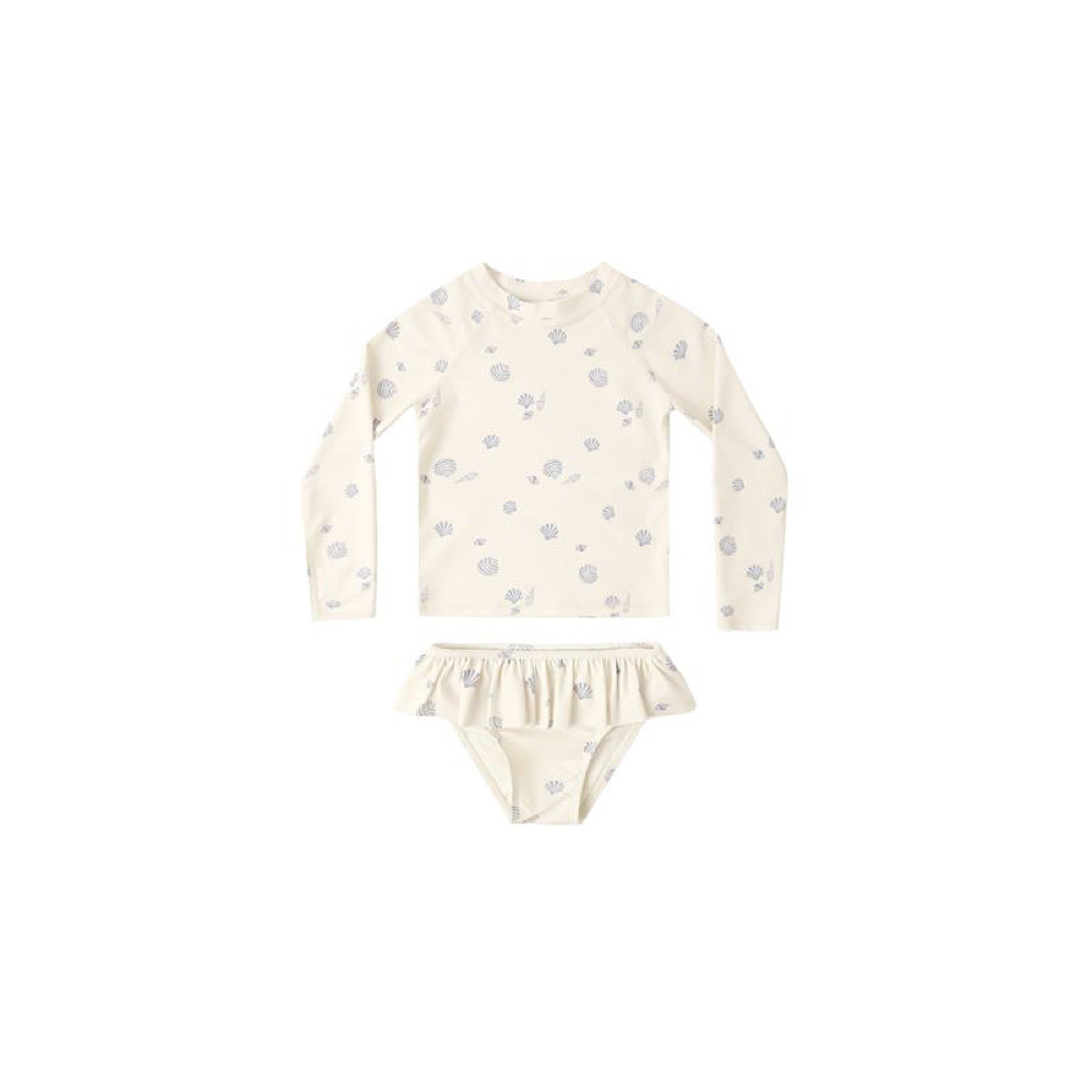 Rylee + Cru LLC Rylee + Cru Swim Rashguard Girls Set - Seashells