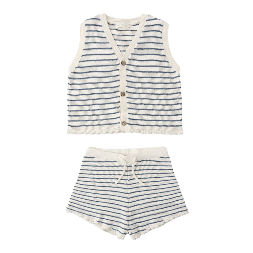Rylee + Cru Knit Vest Set - Marine Stripe