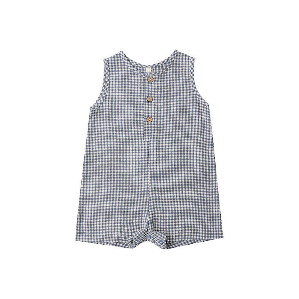 Rylee + Cru LLC Rylee + Cru Mavrick Romper - Marine Gingham