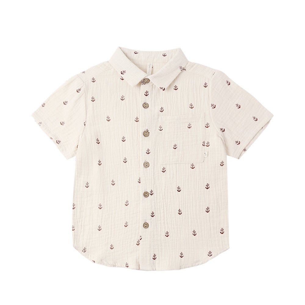 Rylee + Cru Collared Short Sleeve Shirt - Anchors