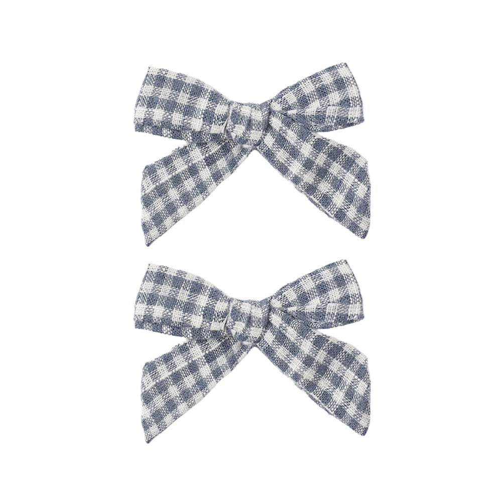 Rylee + Cru LLC Rylee + Cru Bow- Set of 2 - Marine Gingham