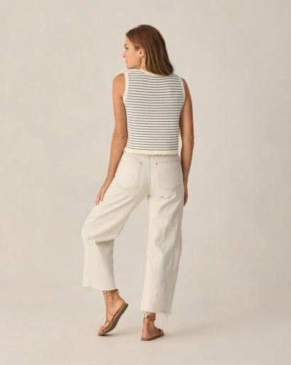 Rylee + Cru Women's Knit Vest - Marine Stripe