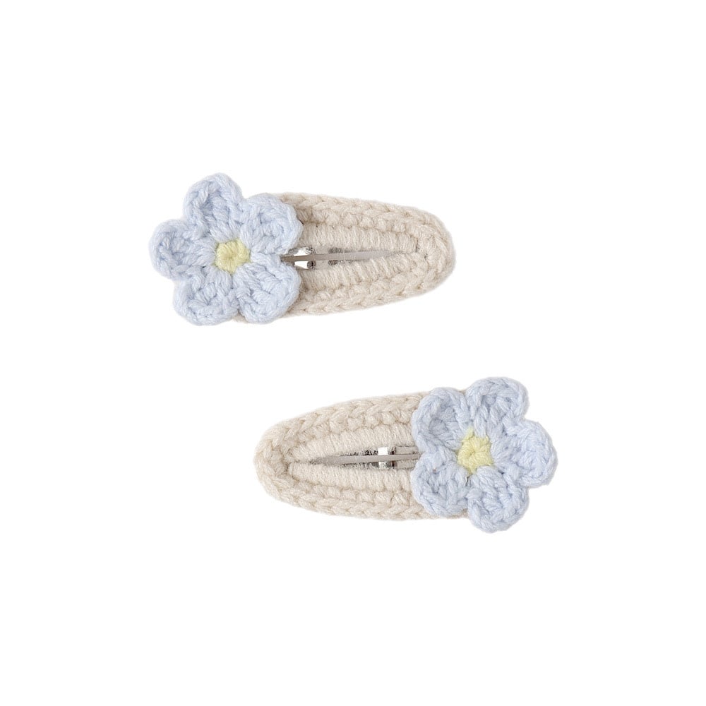 Rylee + Cru Crochet Clip Set - Blue Daisies/Natural