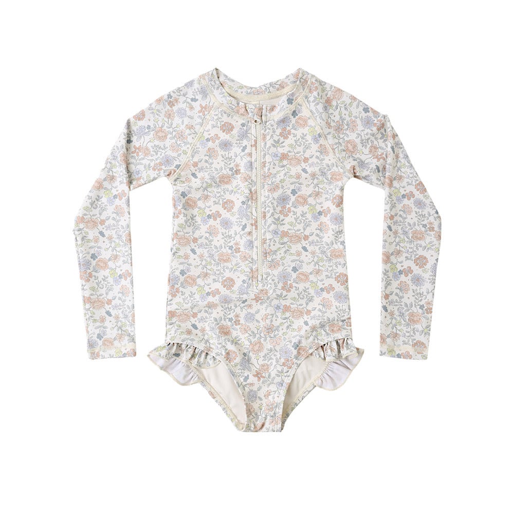 Rylee + Cru Swim Rashguard One-Piece - Bloom