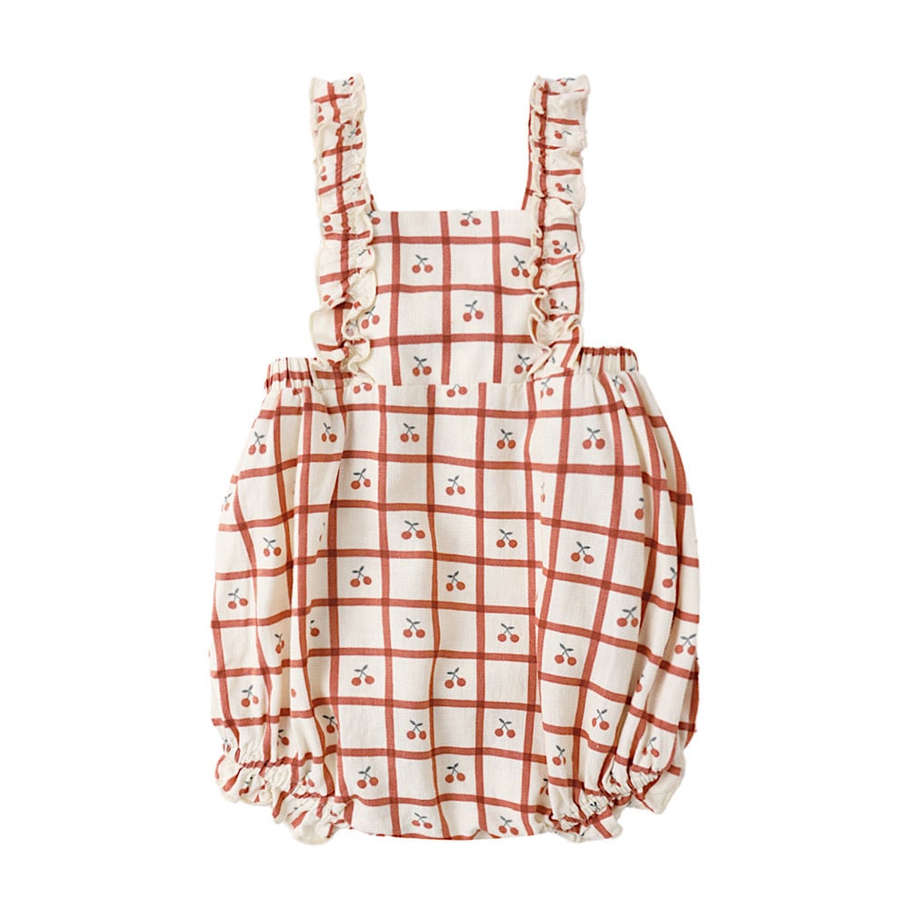 Rylee + Cru LLC Rylee + Cru Chiara Romper - Cherry Check