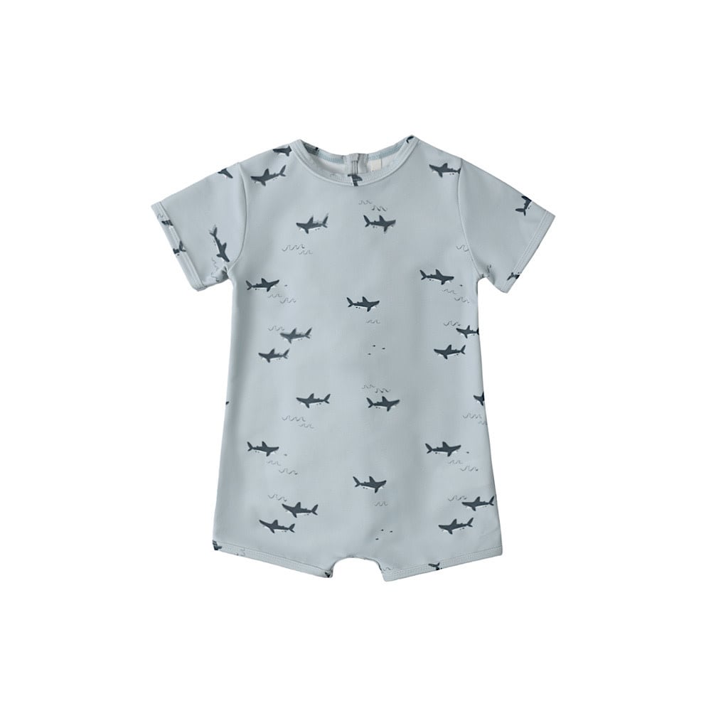 Rylee + Cru Swim Shorty One-Piece - Sharks